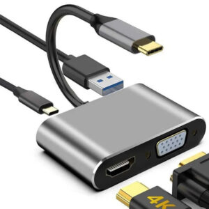 Platoon PL-5565 4 In 1 Type C To, PD+HDMI+VGA+USB3.0 Çevirici Hub Adaptör Çevirici