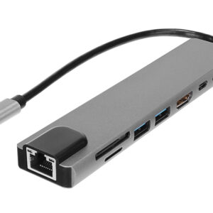 Platoon PL-5575 4K@30Hz Gri Metal 2xUSB3.0, 1xUSB2.0, 1000Mbps PD, TypeC Data, SD/TF Kart Okuyucu Type C Adaptör Çeviric