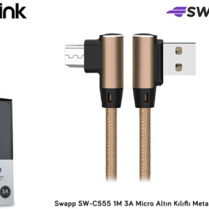S-Link Swapp SW-C555 1M 3A Micro Altın Kılıflı Metal -L- Kablo
