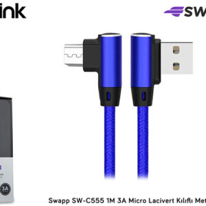 S-Link Swapp SW-C555 1M 3A Micro Lacivert Kılıflı Metal -L- Kablo