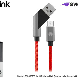 S-Link Swapp SW-C570 1m 3A Micro USB Cross Tip Red/Grey Charging Cable