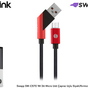 S-Link Swapp SW-C570 1m 3A Micro USB Cross Tip Black/Red Charging Cable