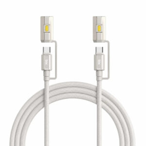 Bix T2IN1C 240W LED Fener Ve Alevsiz Çakmak Fonksiyonlu Type-C To Type-C Şarj Ve Data Kablosu 1.2 Metre Gri