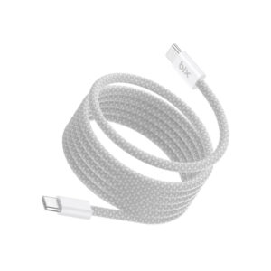Bix T4CC 65W USB-C To USB-C Manyetik Tasarımlı Örgülü Hızlı Şarj Ve Data Kablosu 1 Metre Beyaz