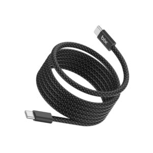 Bix T4CC 65W USB-C To USB-C Manyetik Tasarımlı Örgülü Hızlı Şarj Ve Data Kablosu 1 Metre Siyah