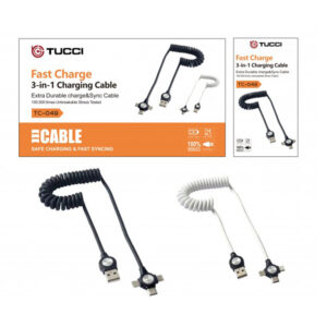 Tucci TC-049 3 In 1 Spralli 1M Şarj Kablosu