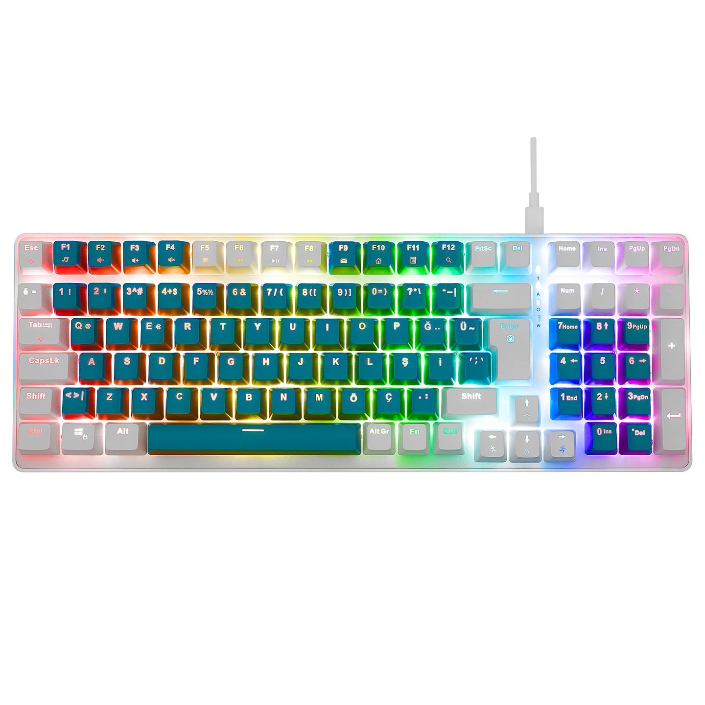 Acer EMachines EAK100 Yeşil/Beyaz USB RGB Backlight Red Switch Mekanik Q 100 Tuşlu Compact Gaming Klavye