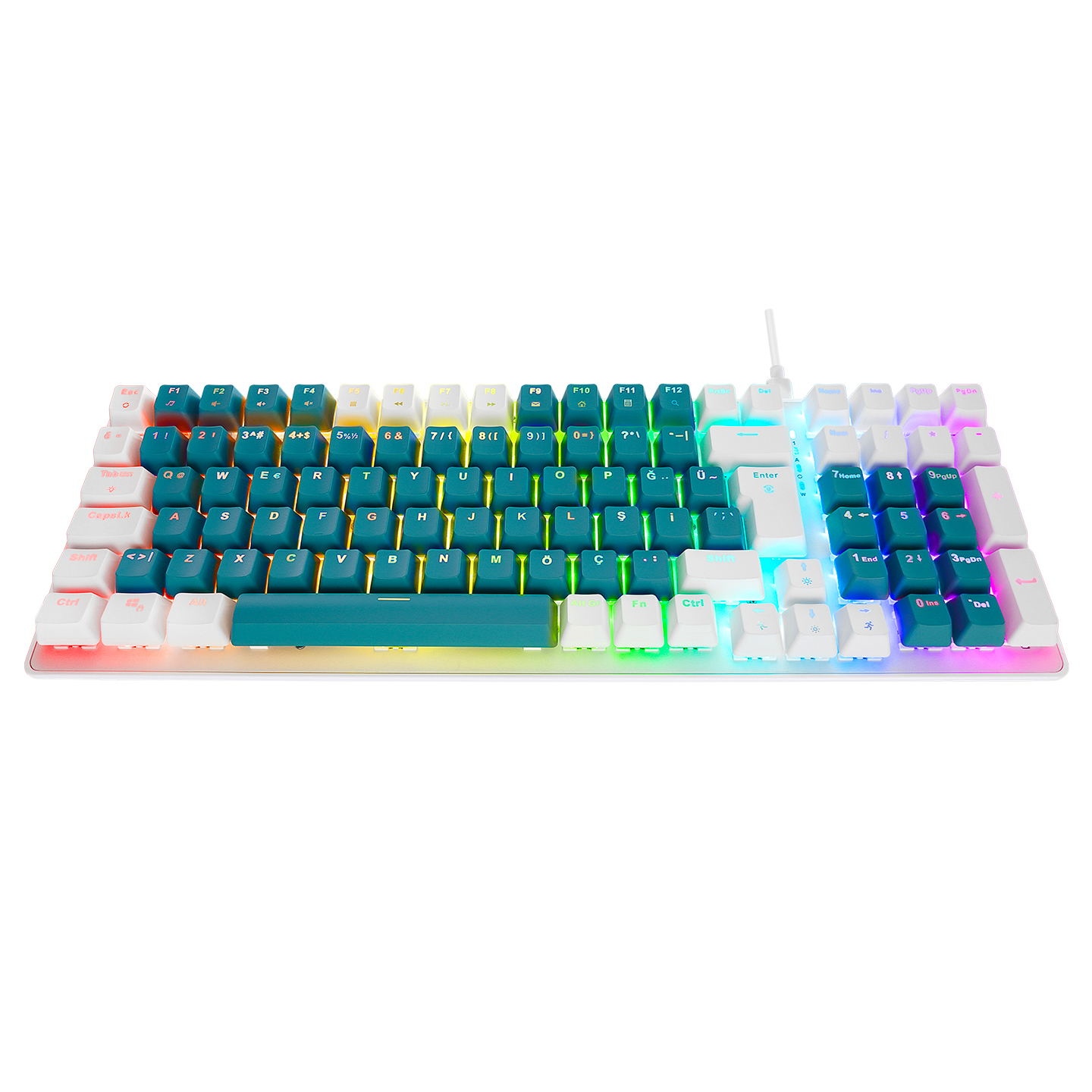 Acer EMachines EAK100 Yeşil/Beyaz USB RGB Backlight Red Switch Mekanik Q 100 Tuşlu Compact Gaming Klavye