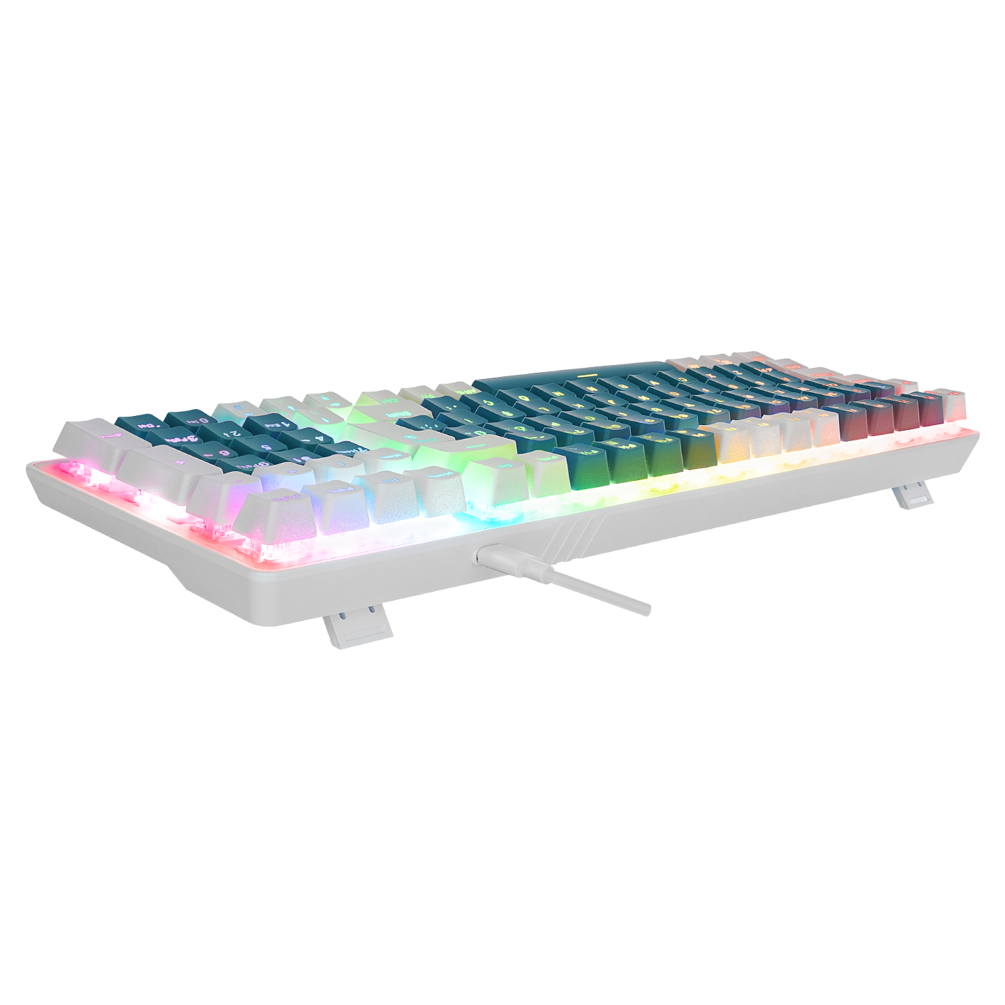 Acer EMachines EAK100 Yeşil/Beyaz USB RGB Backlight Red Switch Mekanik Q 100 Tuşlu Compact Gaming Klavye