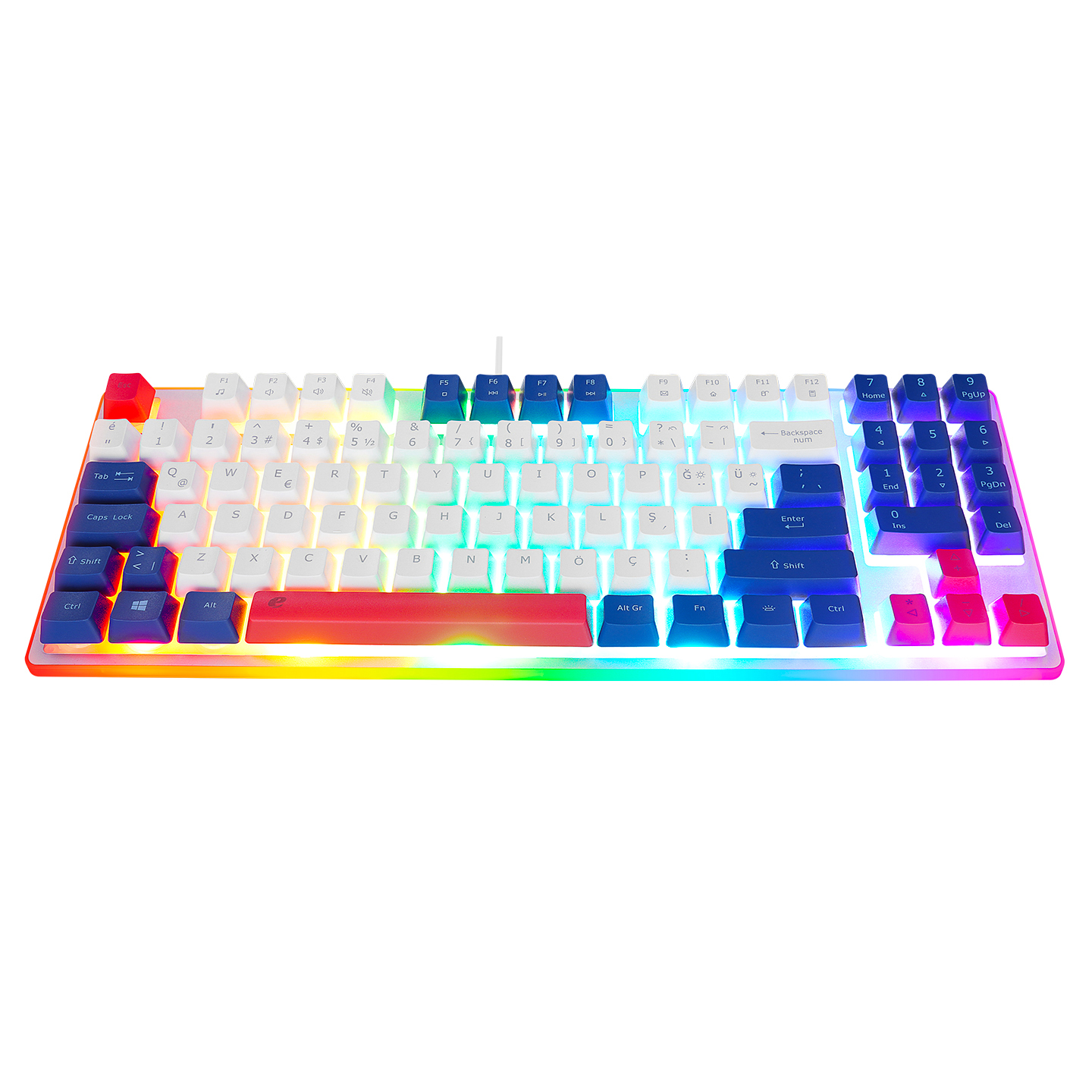 Acer EMachines EAK216 Beyaz/Mavi/Kırmızı USB Rainbow Aydınlatmalı Q Standart TKL Klavye