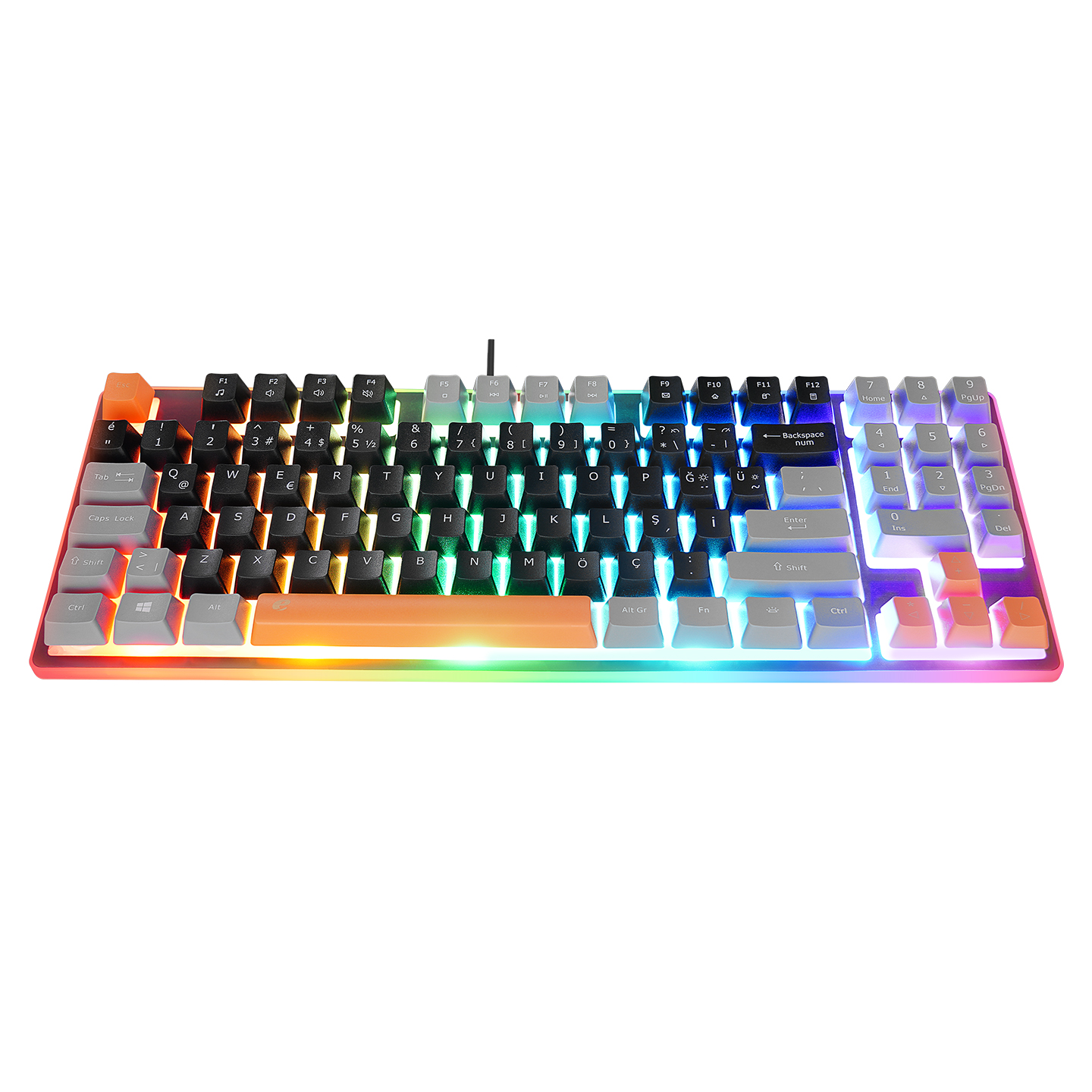Acer EMachines EAK216 Siyah/Gri/Turuncu USB Rainbow Aydınlatmalı Q Standart TKL Klavye