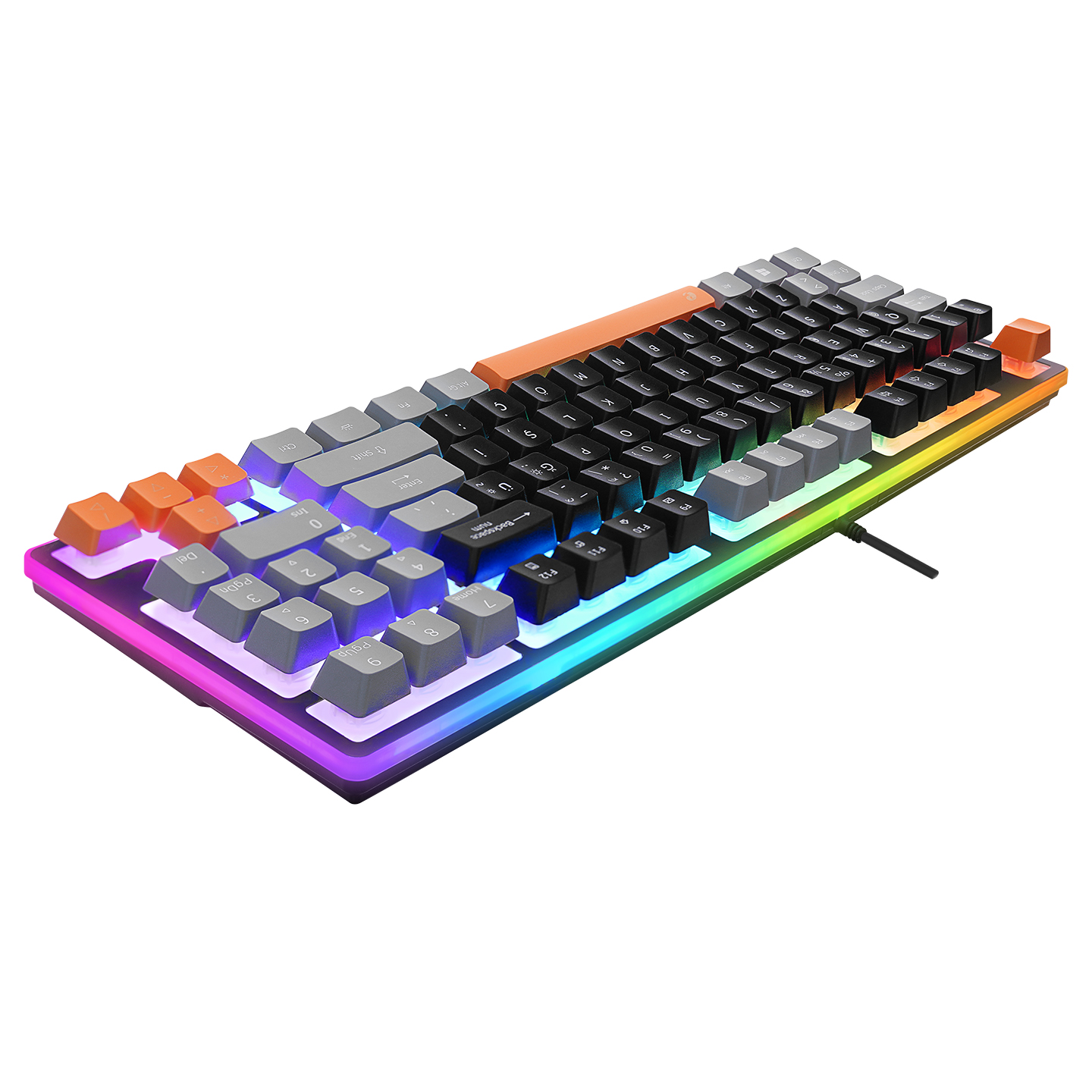 Acer EMachines EAK216 Siyah/Gri/Turuncu USB Rainbow Aydınlatmalı Q Standart TKL Klavye