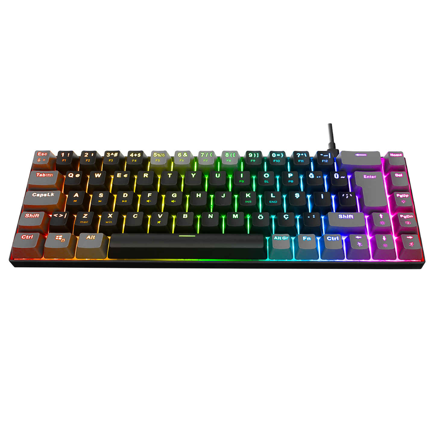 Acer EMachines EAK68 Siyah/Gri USB RGB Backlight Red Switch Mekanik Q 68 Tuşlu Mini Gaming Oyuncu Klavyesi