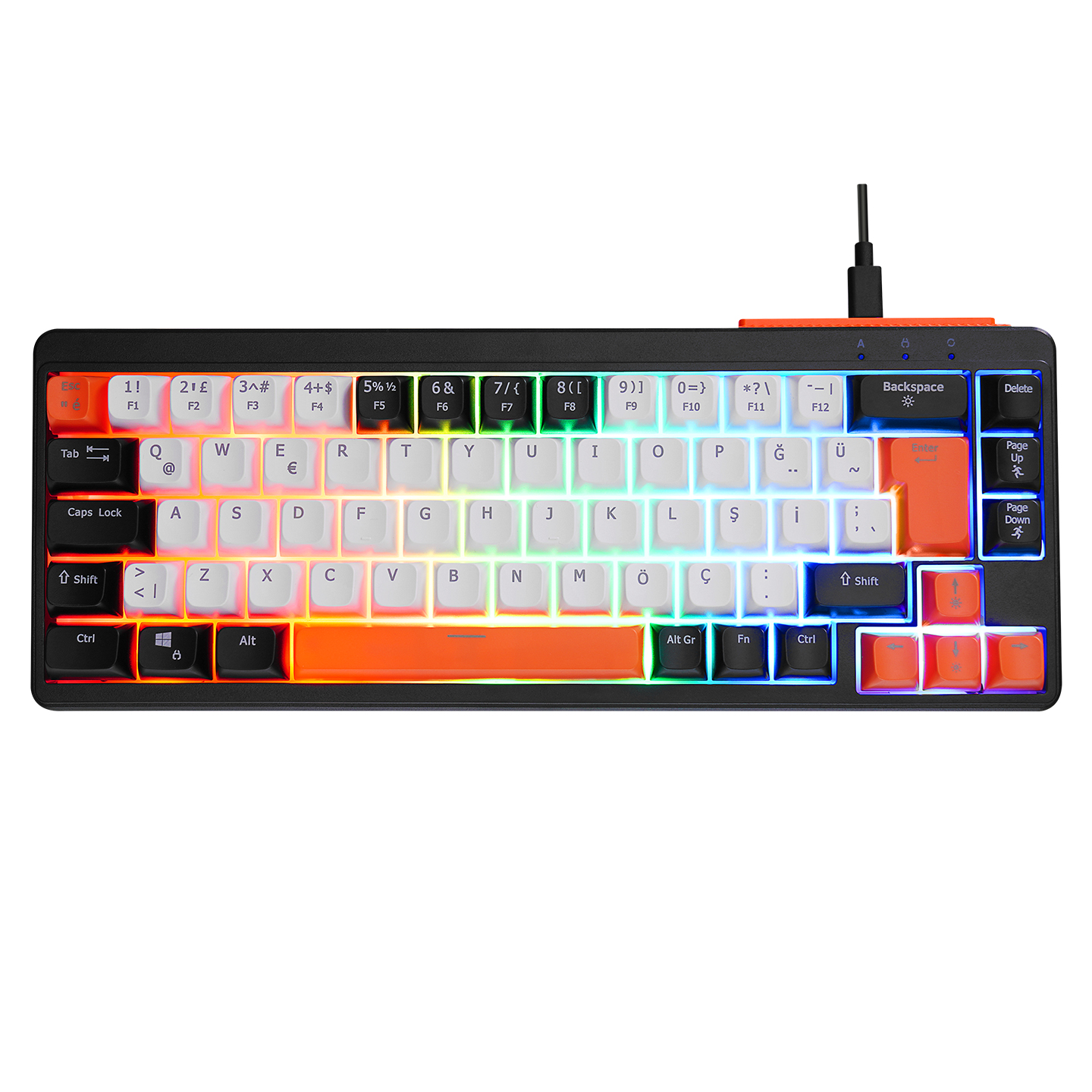 Acer EMachines EAK810 Bej/Siyah/Turuncu USB Rainbow Aydınlatmalı Mini Q Standart Klavye