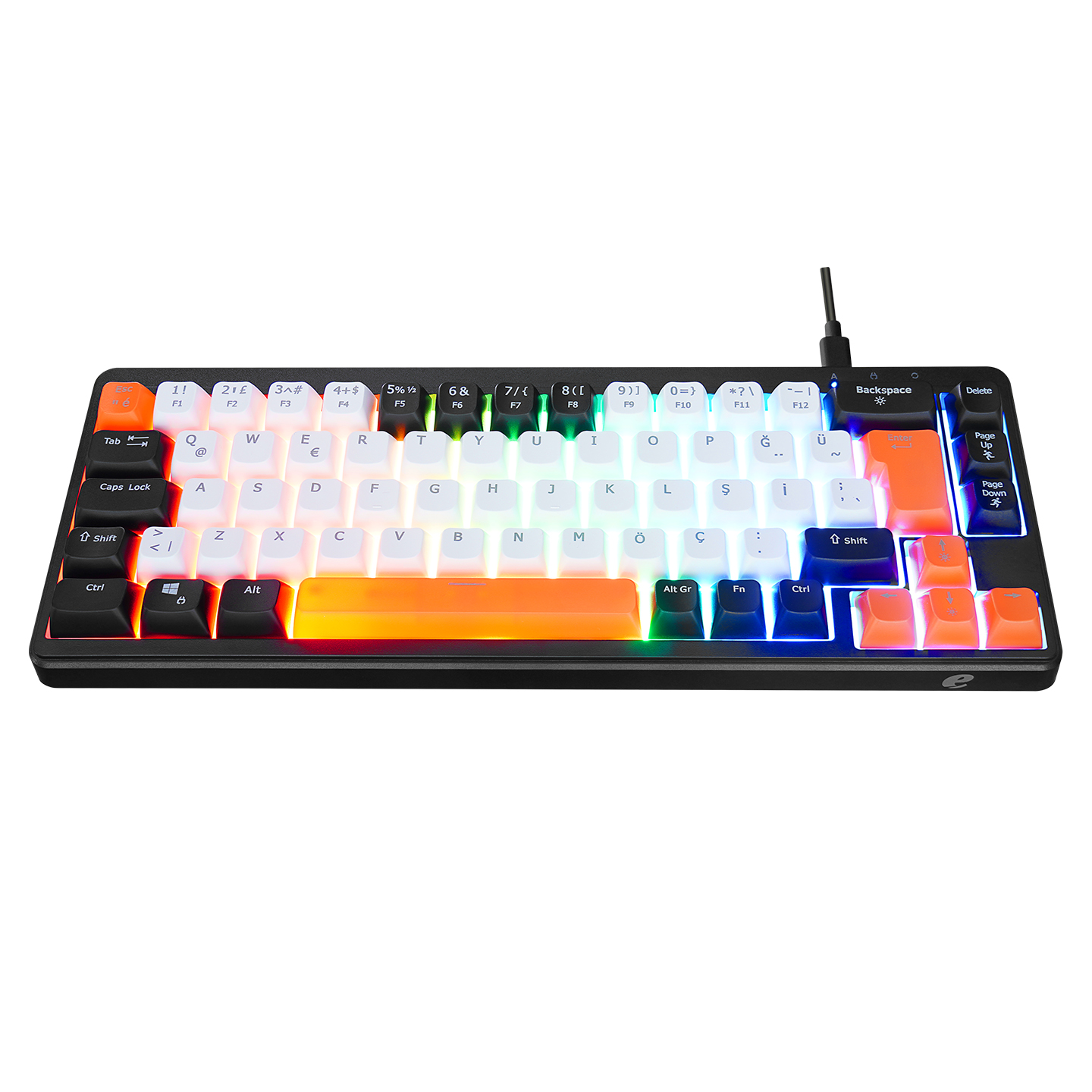 Acer EMachines EAK810 Bej/Siyah/Turuncu USB Rainbow Aydınlatmalı Mini Q Standart Klavye