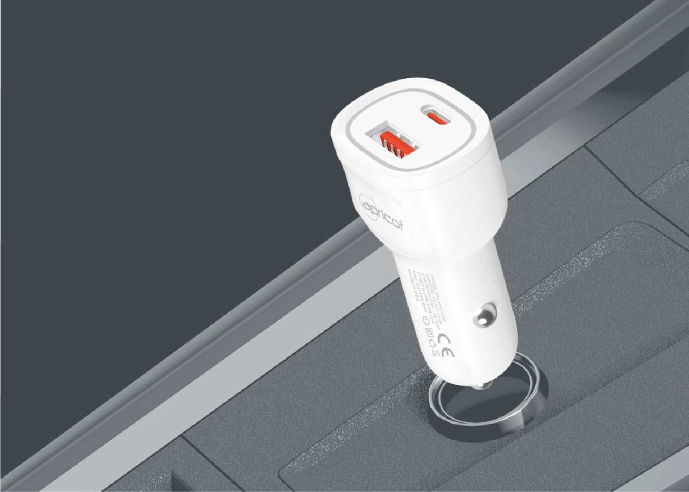 Apricot APC-CC50 40W PD Type-C & USB-A Çift Portlu Hızlı Şarj Özellikli Işıklı Araç İçi Şarj Cihazı