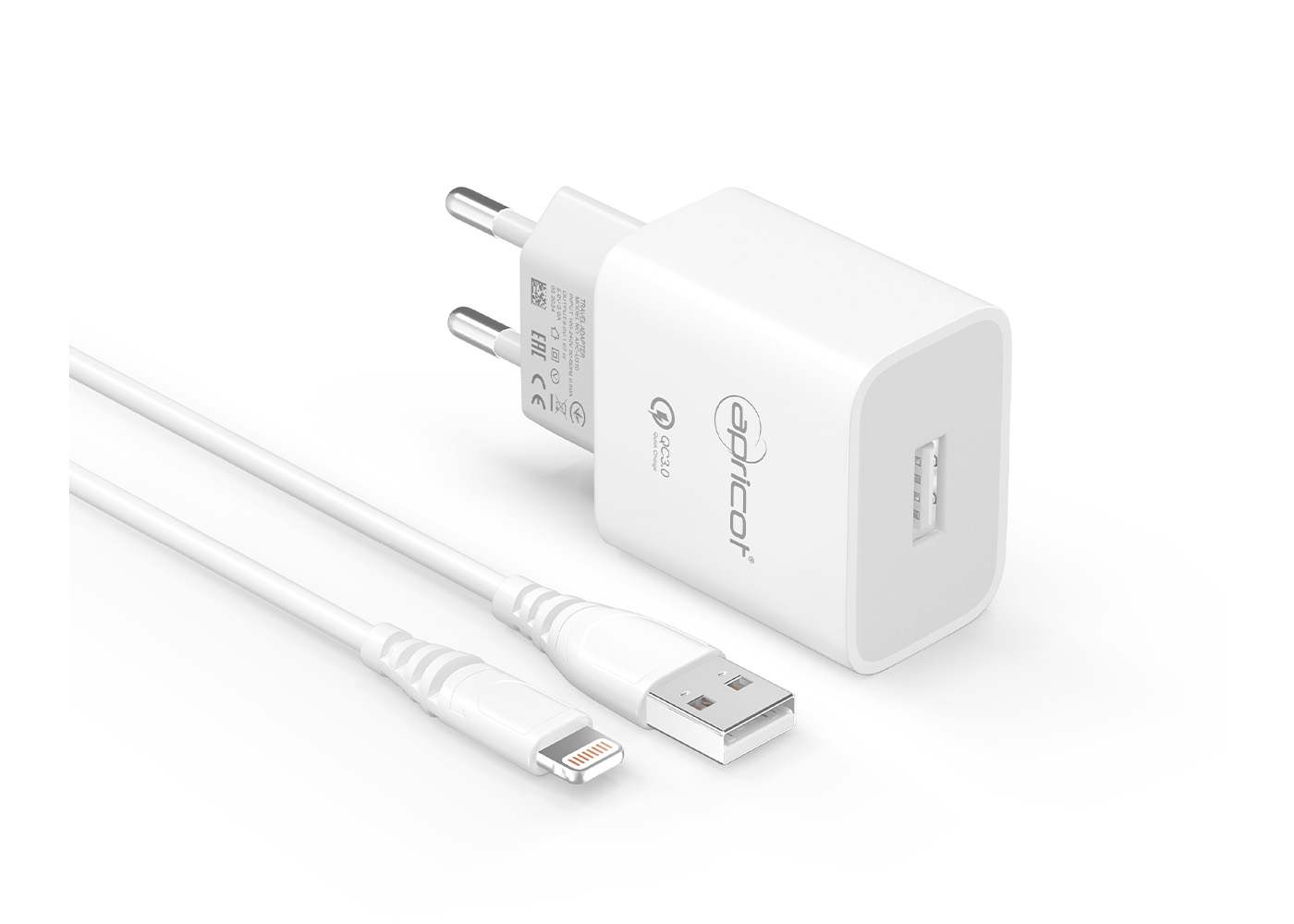Apricot APC-U310L 3.4A Beyaz Lightning + Ev Şarj Adaptörü Seti