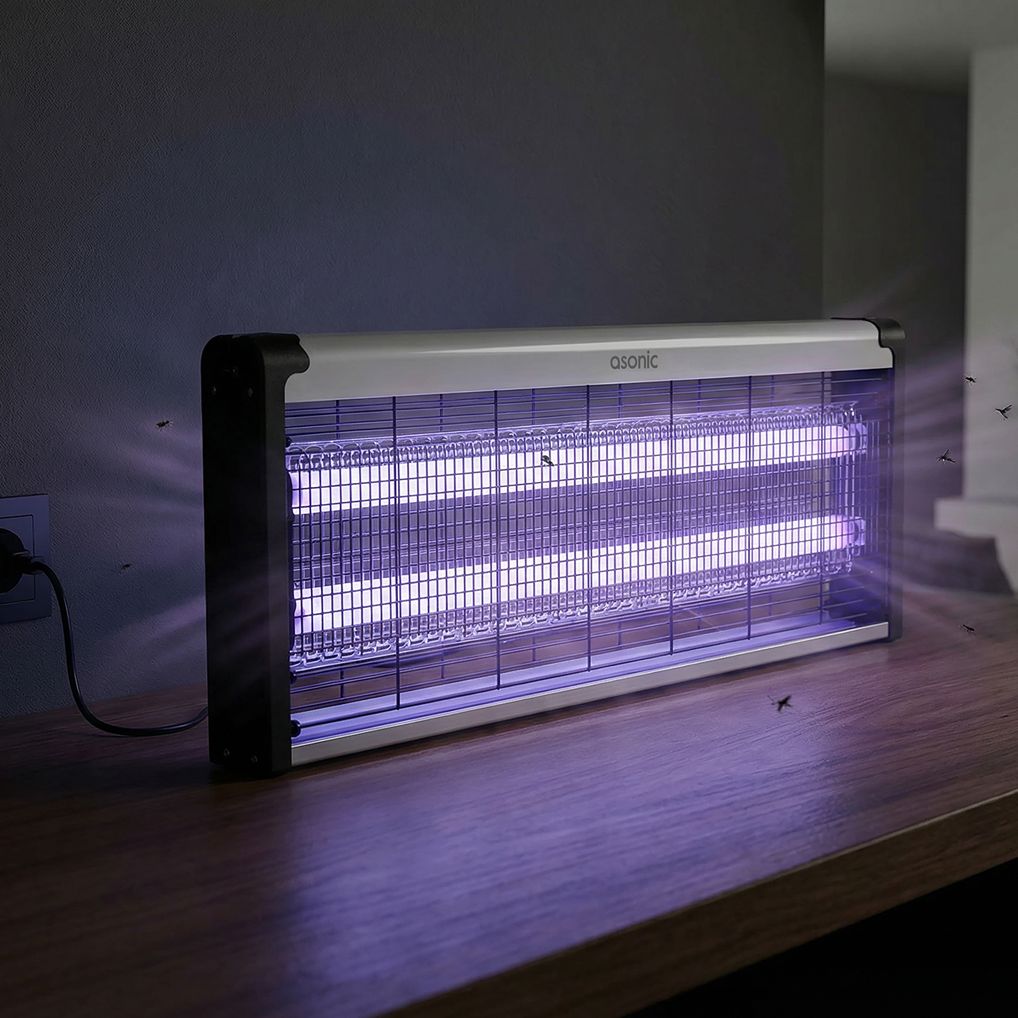 Asonic S28 Çift Cam LED Zincir Askısılı Sanayı Tipi Sinek Öldürücü XXXL Boy 40W+ 2000V Asonic