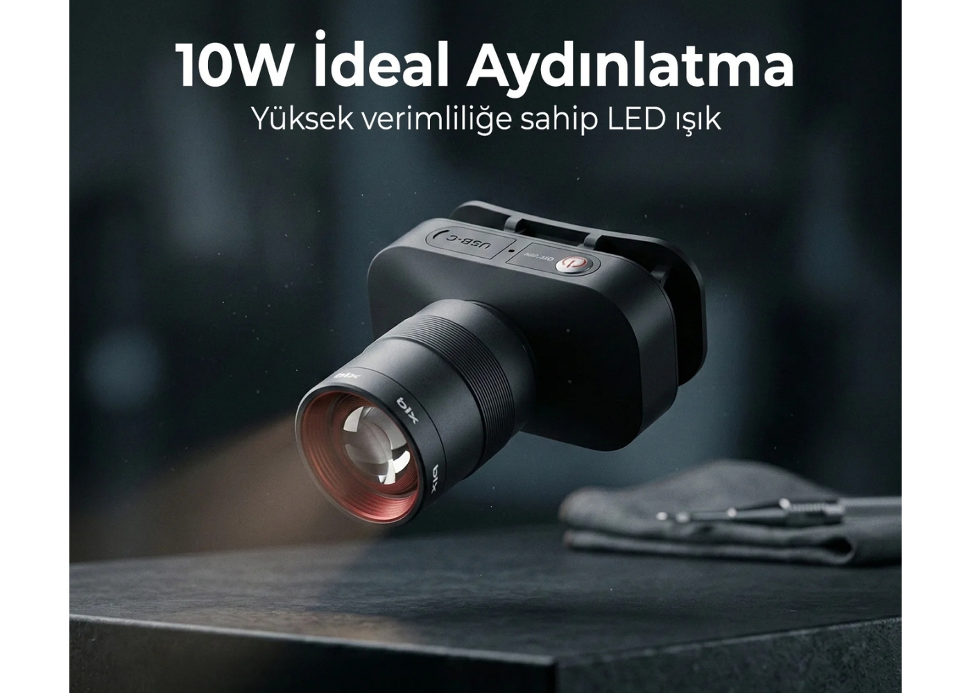 Bix BXT1FL Rechargeable 10W Headlamp - 750 Lumens 2500mAh 4 Lİght Modes LED Headlight - Black