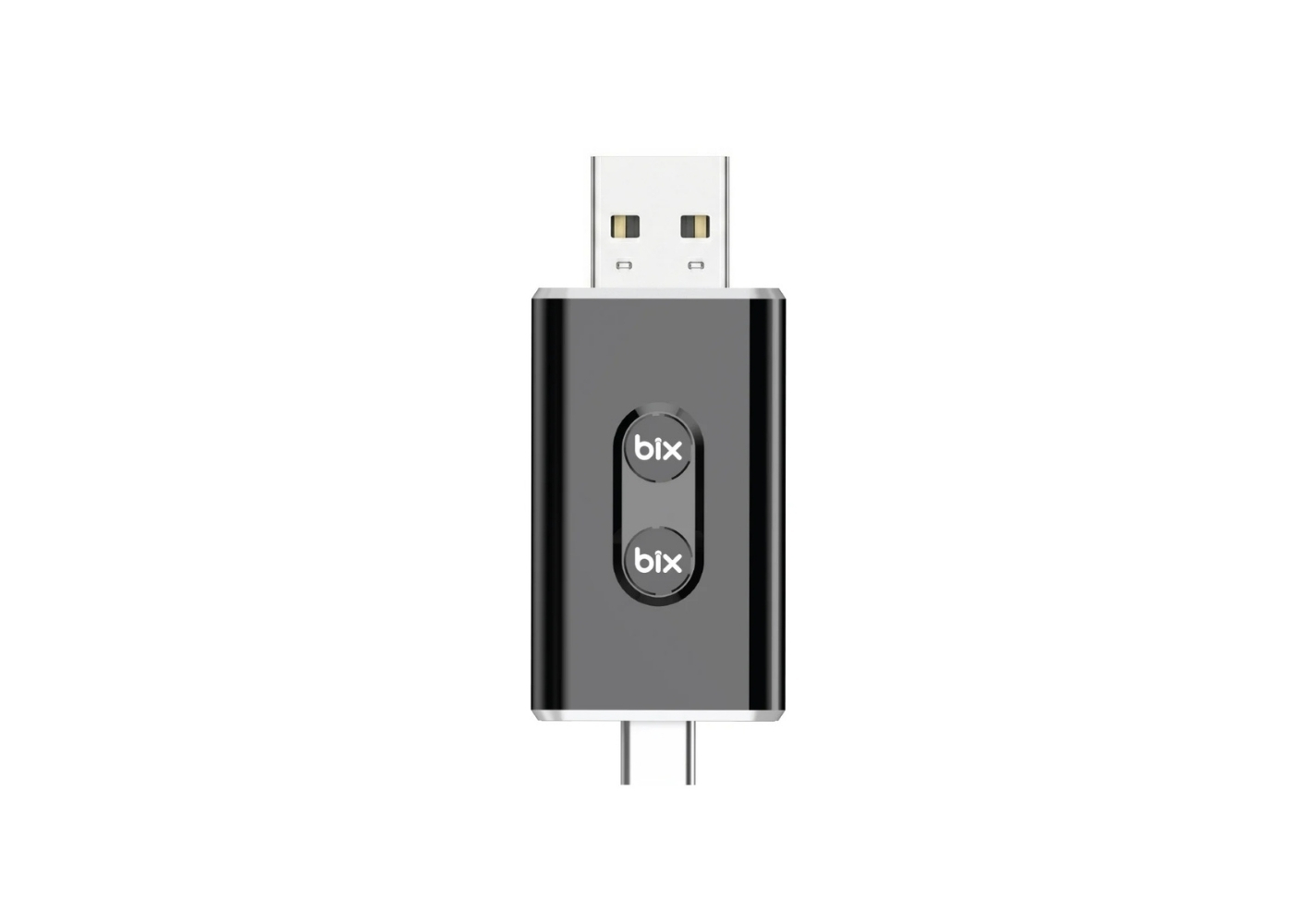 Bix CB02 2.4G/5G WiFi CarPlay Android Auto USB-A USB-C Çift Uçlu Hibrit Adaptör - Siyah