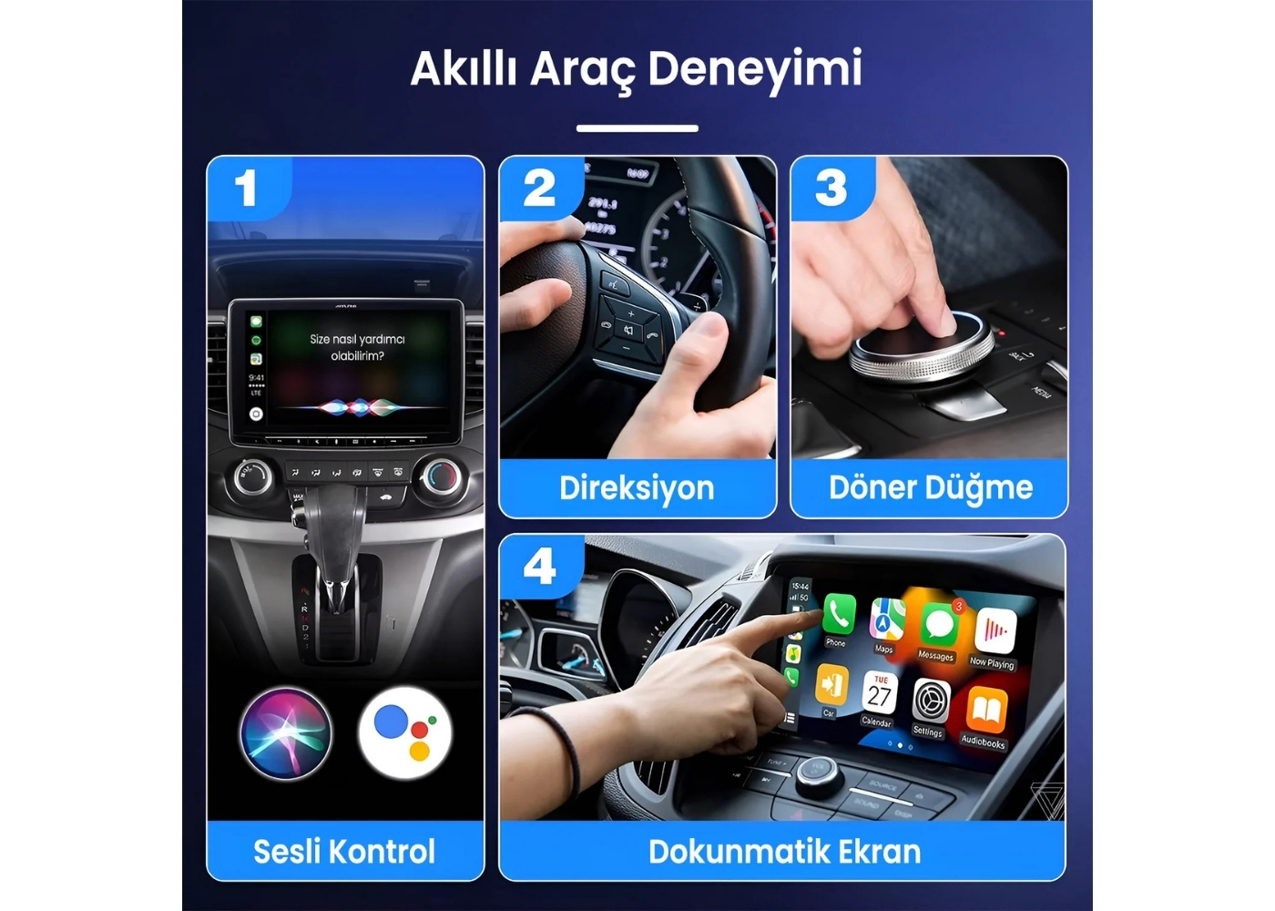 Bix CB02 2.4G/5G WiFi CarPlay Android Auto USB-A USB-C Çift Uçlu Hibrit Adaptör - Siyah