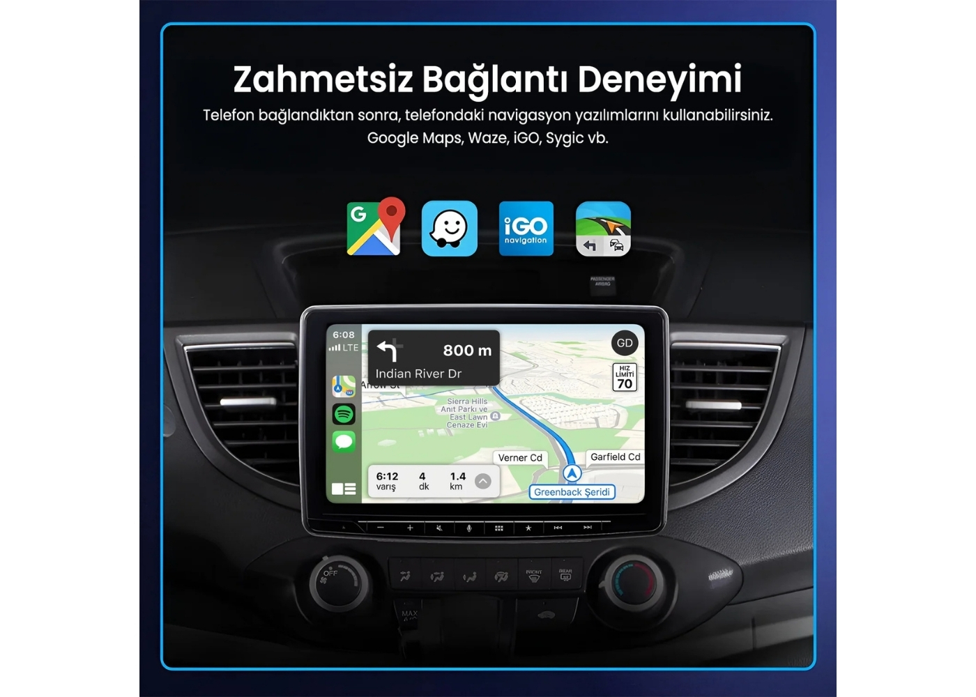 Bix CB02 2.4G/5G WiFi CarPlay Android Auto USB-A USB-C Çift Uçlu Hibrit Adaptör - Siyah
