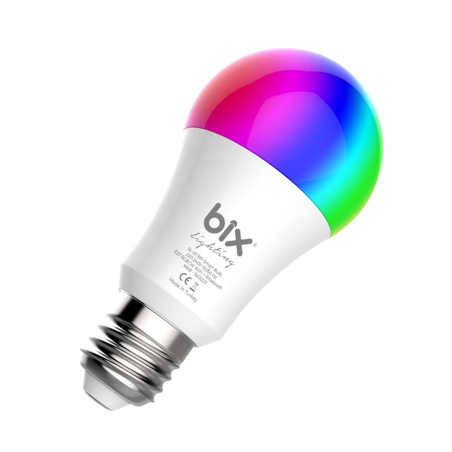 Bix SL-01 Aura 9W Çok Renkli RGB WiFi-Bluetooth Uzaktan Kontrollü Akıllı Ampul
