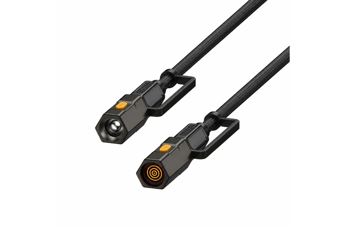 Bix T2IN1C 240W LED Fener ve Alevsiz Çakmak Fonksiyonlu Type-C To Type-C Şarj ve Data Kablosu 1.2 Metre Siyah