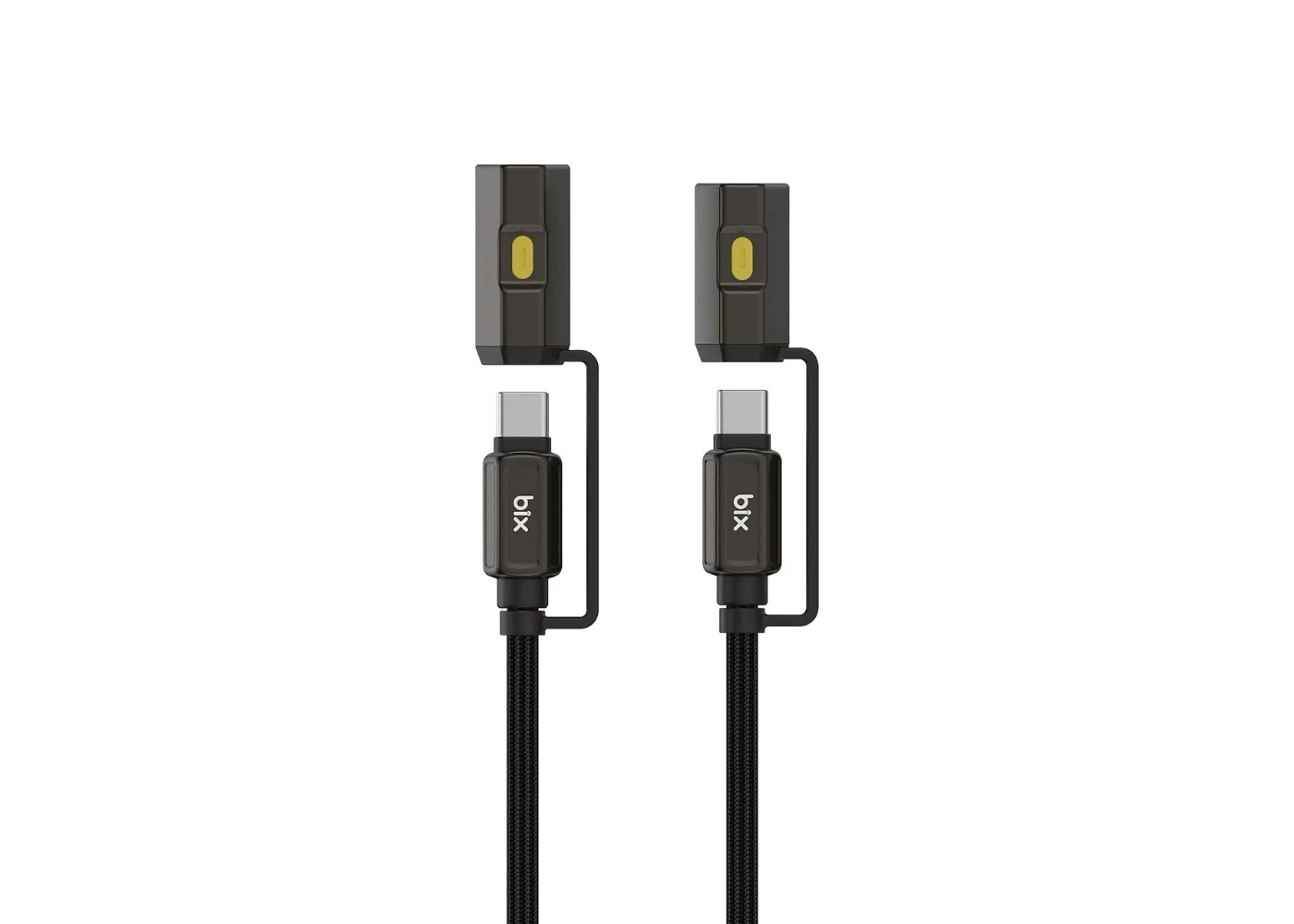 Bix T2IN1C 240W LED Fener ve Alevsiz Çakmak Fonksiyonlu Type-C To Type-C Şarj ve Data Kablosu 1.2 Metre Siyah