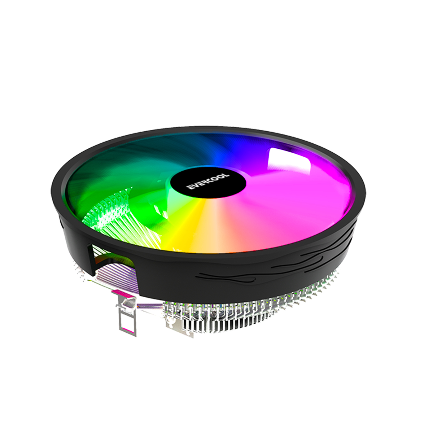 Evercool CS-02 Rainbow 3Pin 12cm Fan Intel LGA1700/AMD AM5 Uyumlu Hava Soğutmalı CPU Fan
