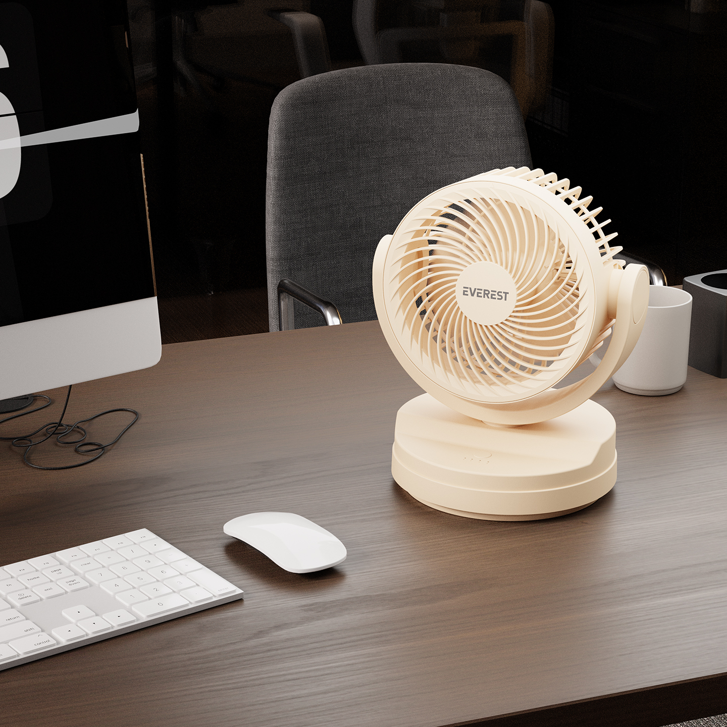 Everest EFN-509 Krem- Kahve 7 İnç 3 Kademeli 2100 RPM Hız Duvar Tıpı ve Masaüstü Usb Fan