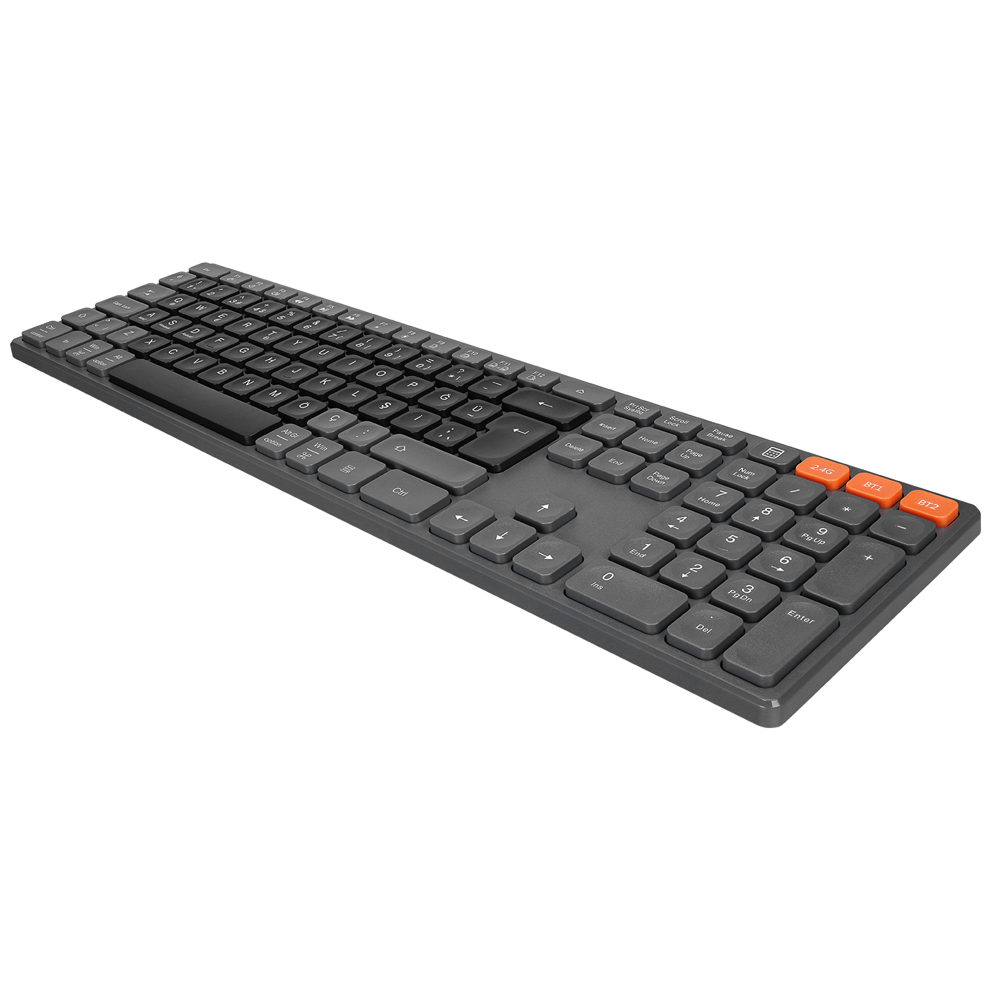Everest KB-2610 Siyah/Gri 2.4G+BT1+BT2 Üçü Bir Arada 3 In 1 Q Kablosuz Klavye