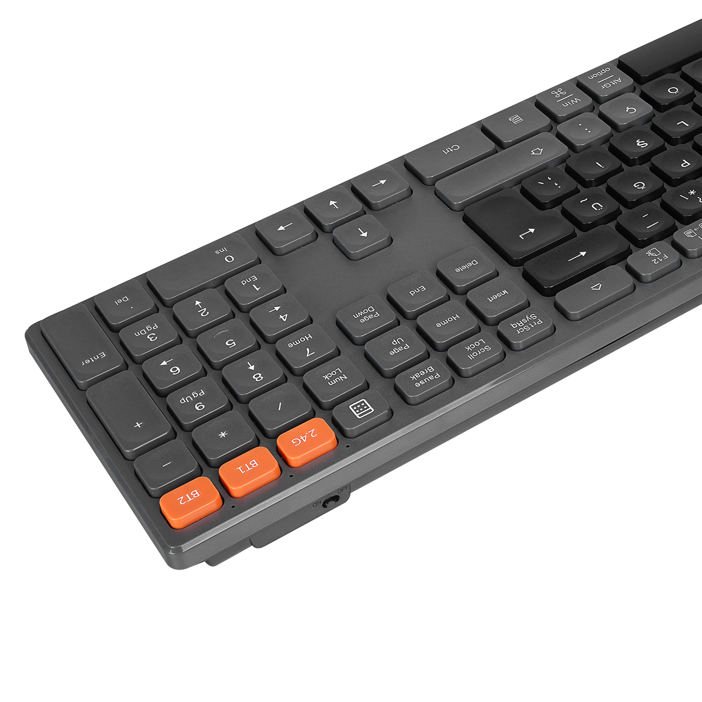 Everest KB-2610 Siyah/Gri 2.4G+BT1+BT2 Üçü Bir Arada 3 In 1 Q Kablosuz Klavye