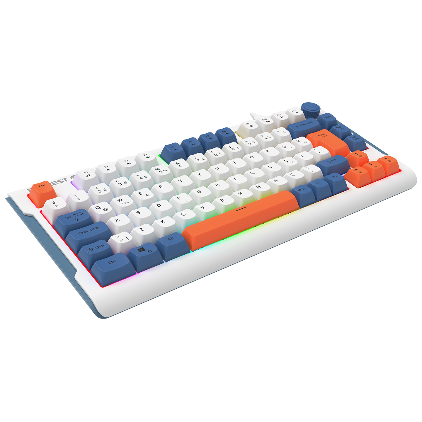 Everest KB-75 Smooth Beyaz/Mavi/Turuncu RGB Q Membrane Oyuncu Klavyesi