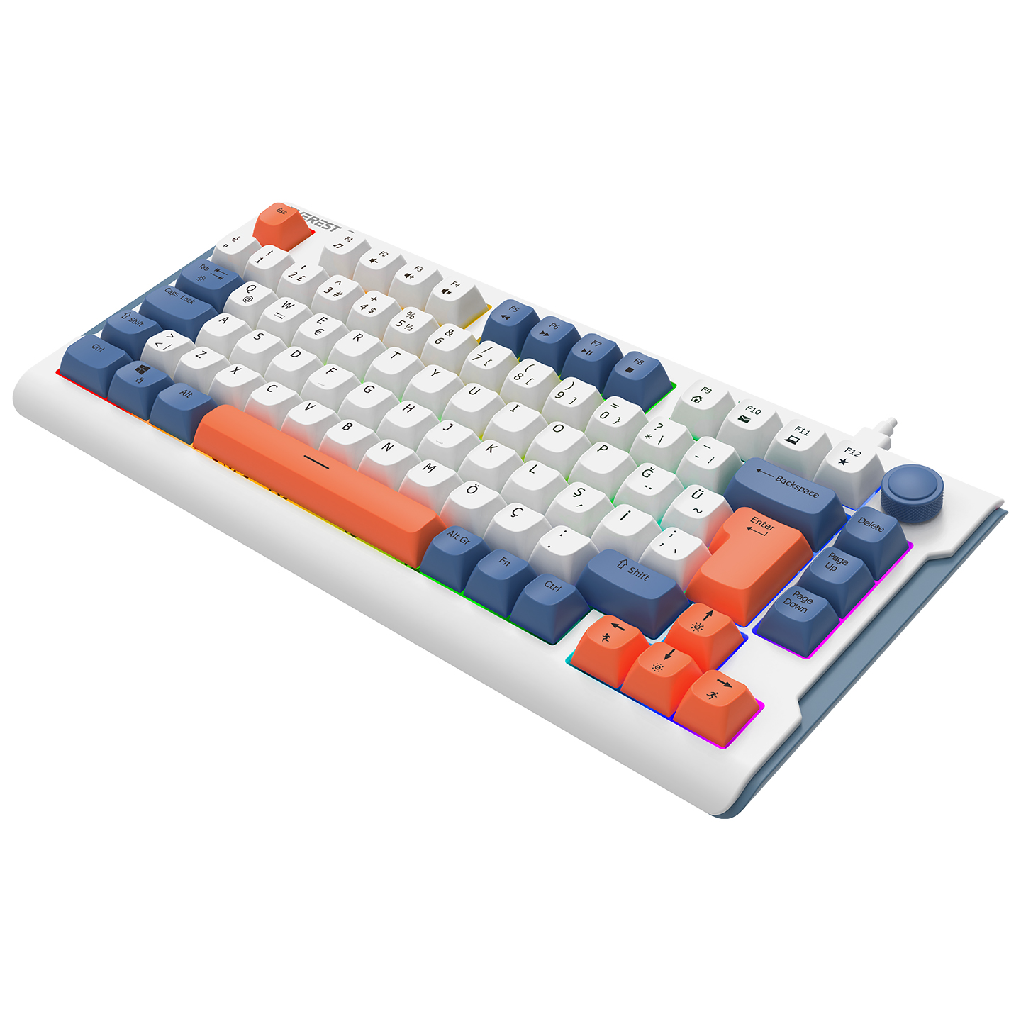 Everest KB-75 Smooth Beyaz/Mavi/Turuncu RGB Q Membrane Oyuncu Klavyesi