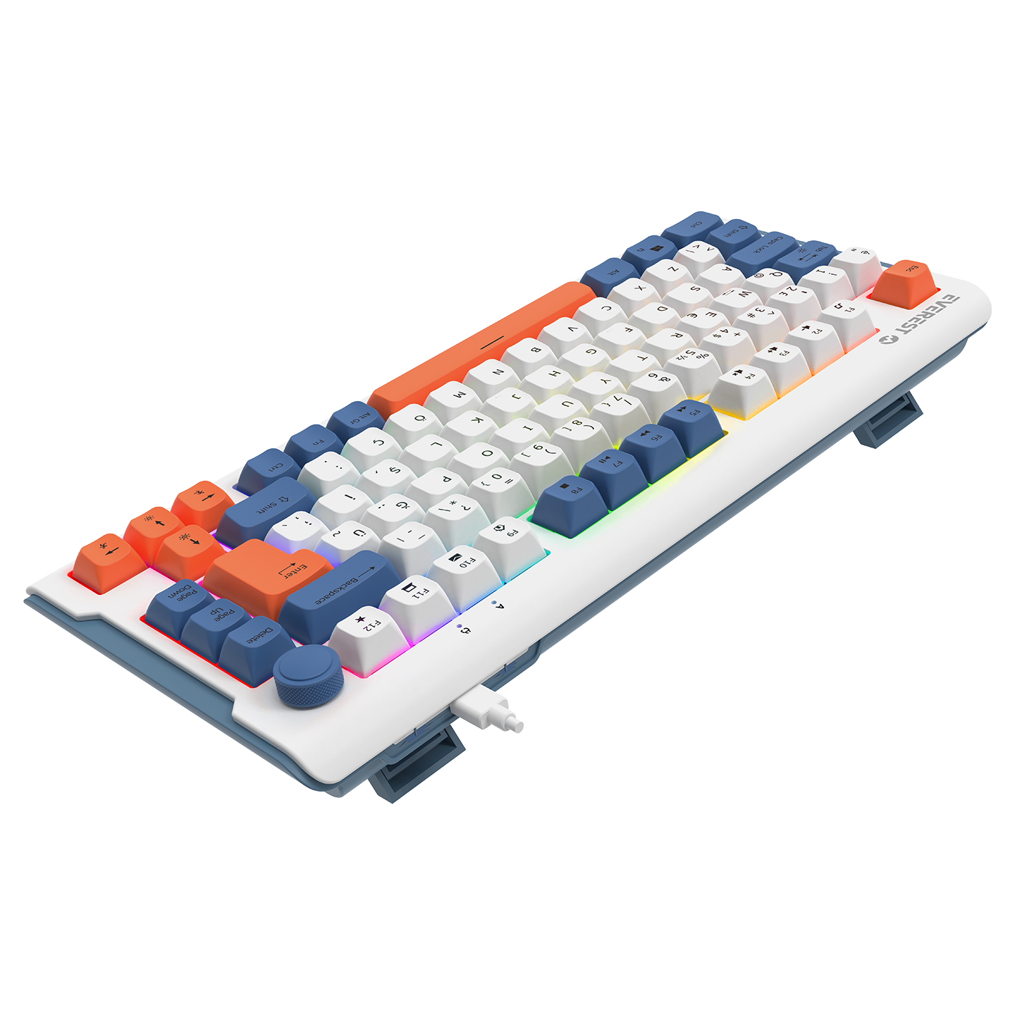 Everest KB-75 Smooth Beyaz/Mavi/Turuncu RGB Q Membrane Oyuncu Klavyesi