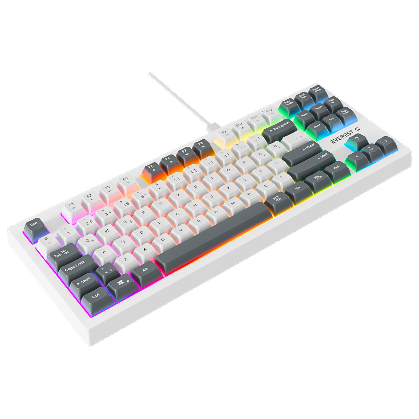 Everest KB-98 Silent TKL Beyaz/Gri Mavi Rainbow Q Membrane Klavye