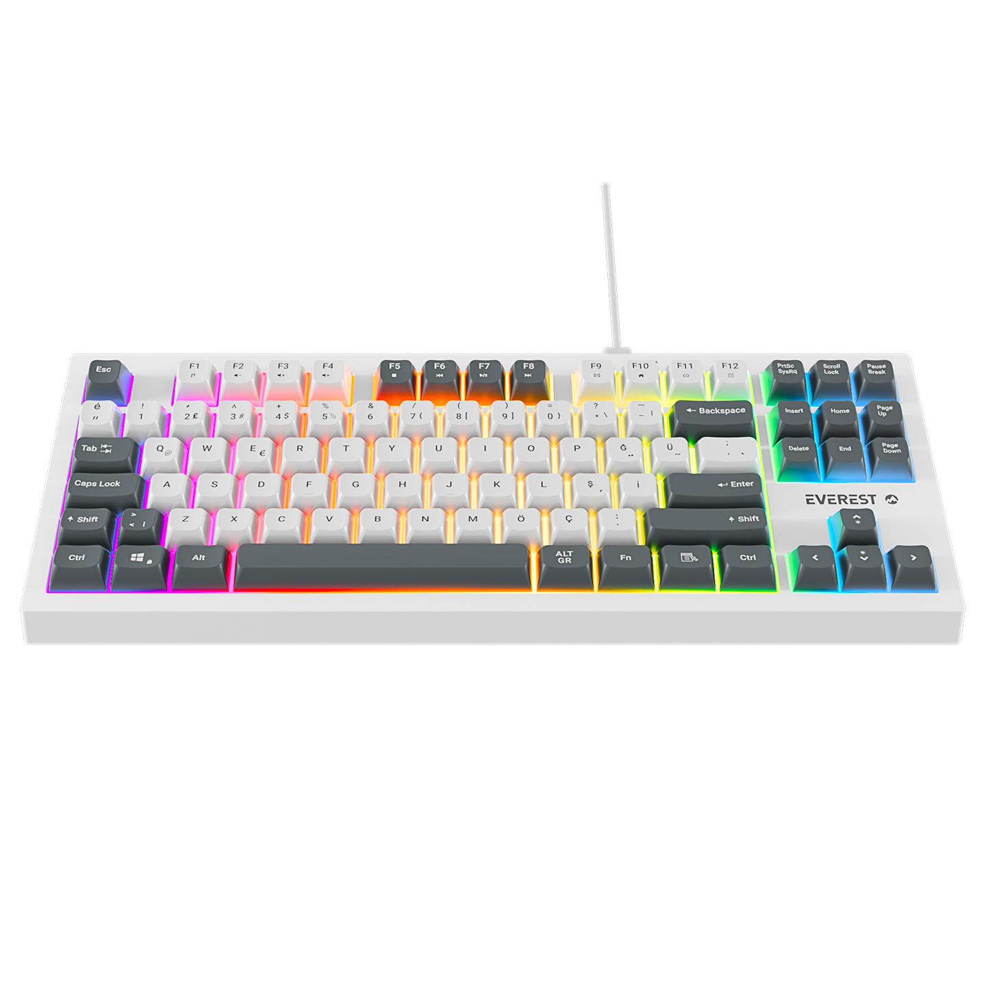 Everest KB-98 Silent TKL Beyaz/Gri Mavi Rainbow Q Membrane Klavye