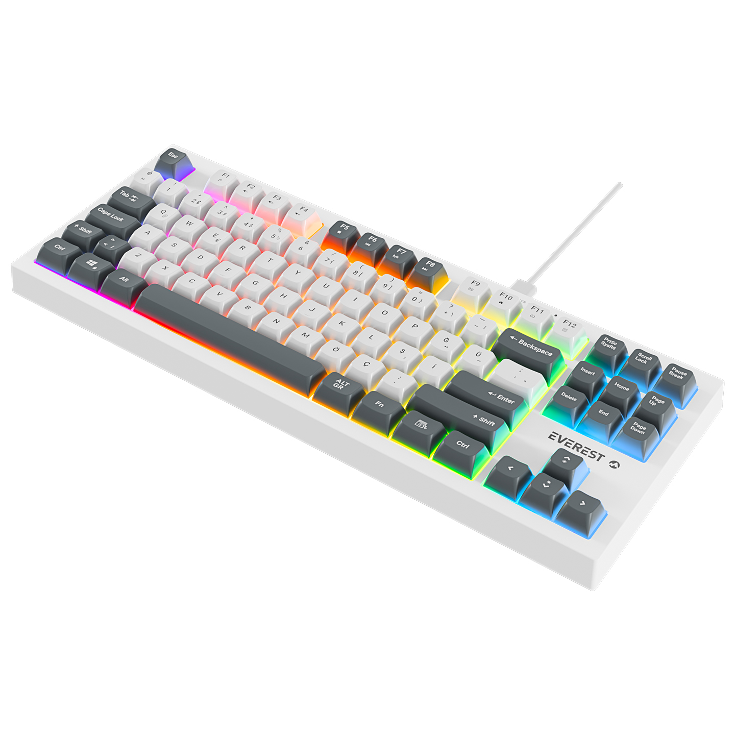 Everest KB-98 Silent TKL Beyaz/Gri Mavi Rainbow Q Membrane Klavye