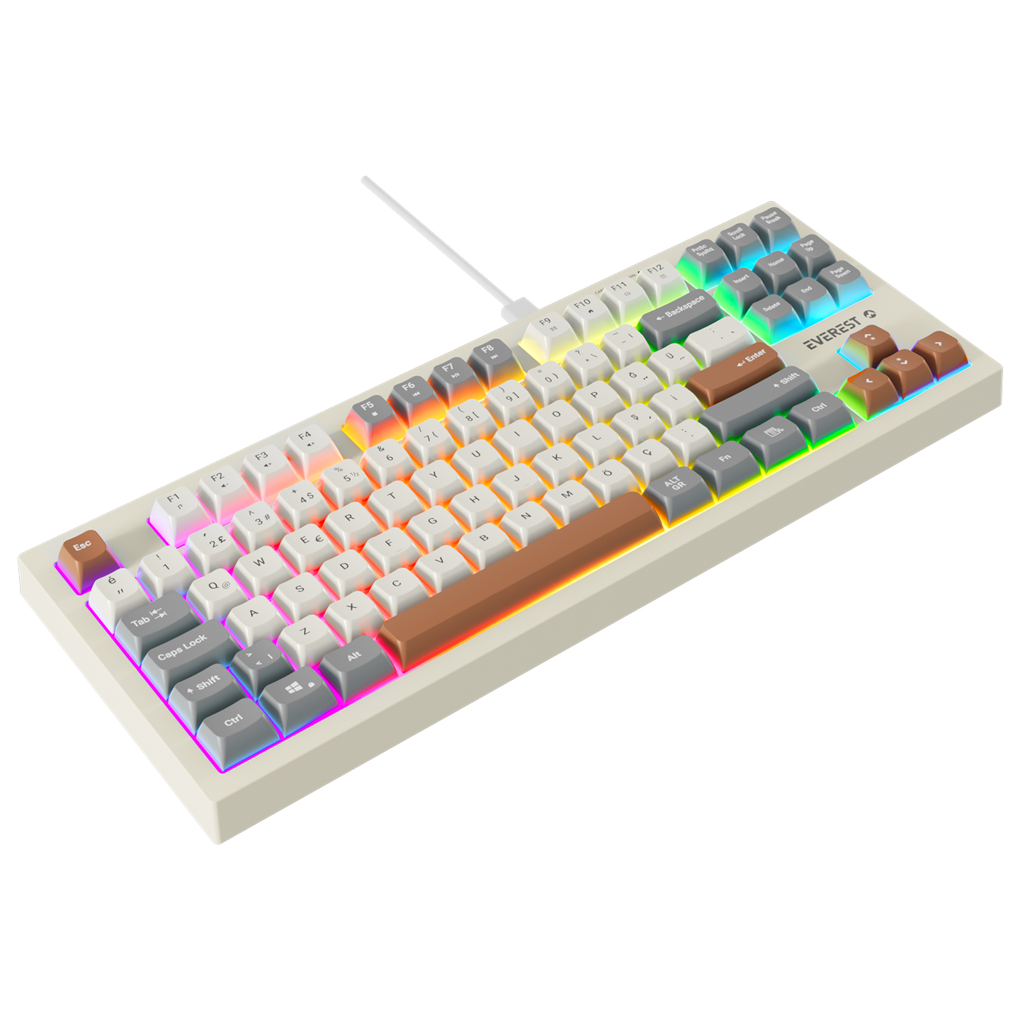 Everest KB-98 Silent TKL Gri/Gri Mavi/Kahve Rainbow Q Membrane Klavye