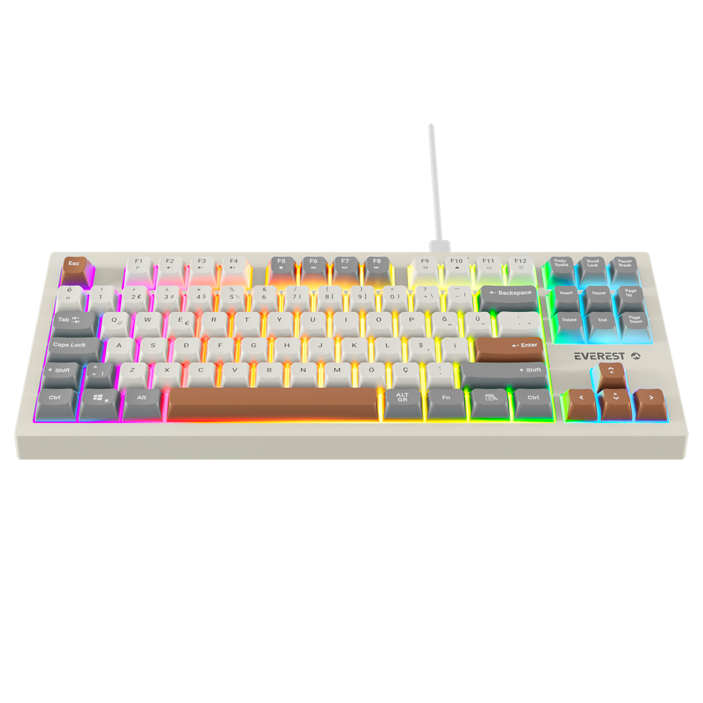 Everest KB-98 Silent TKL Gri/Gri Mavi/Kahve Rainbow Q Membrane Klavye