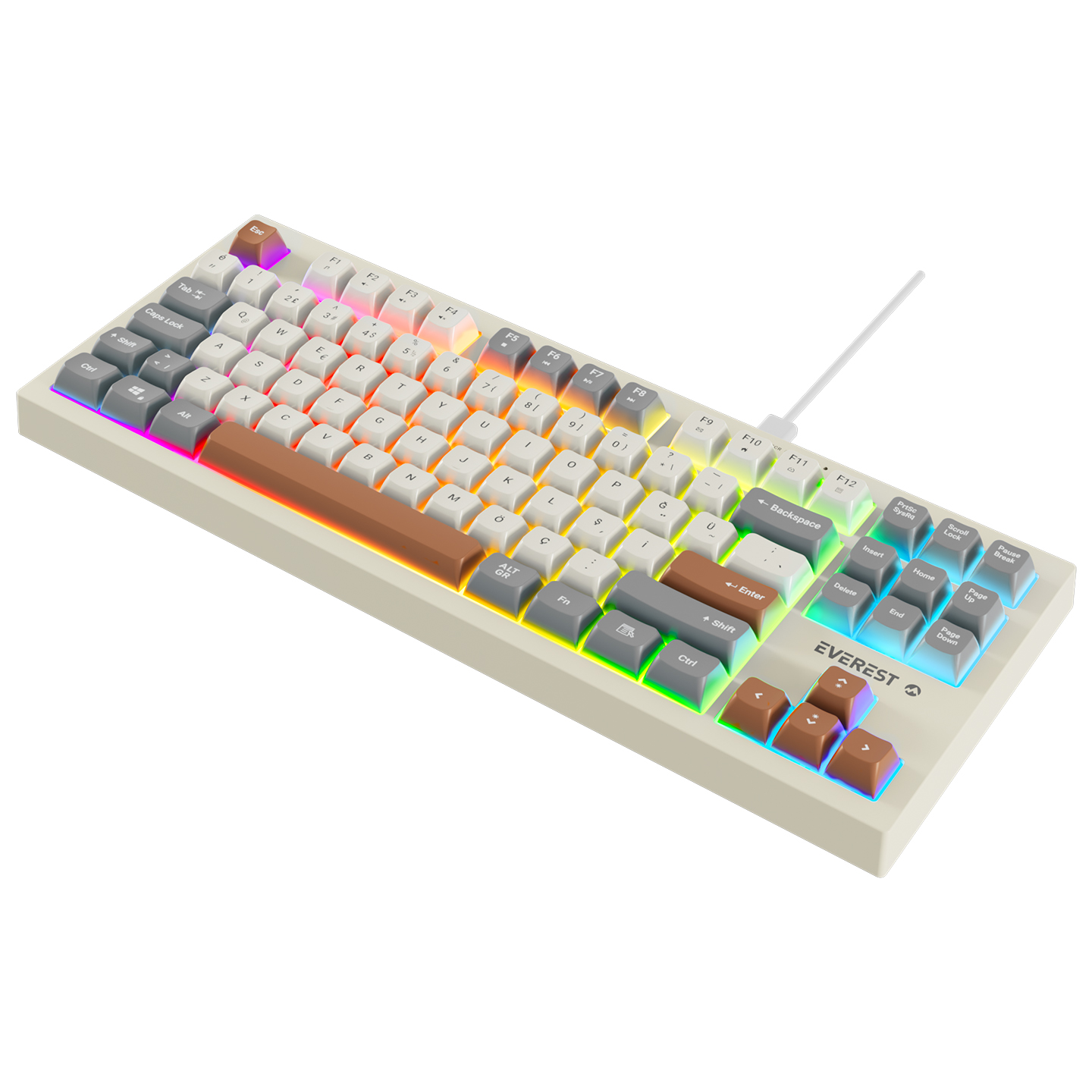 Everest KB-98 Silent TKL Gri/Gri Mavi/Kahve Rainbow Q Membrane Klavye