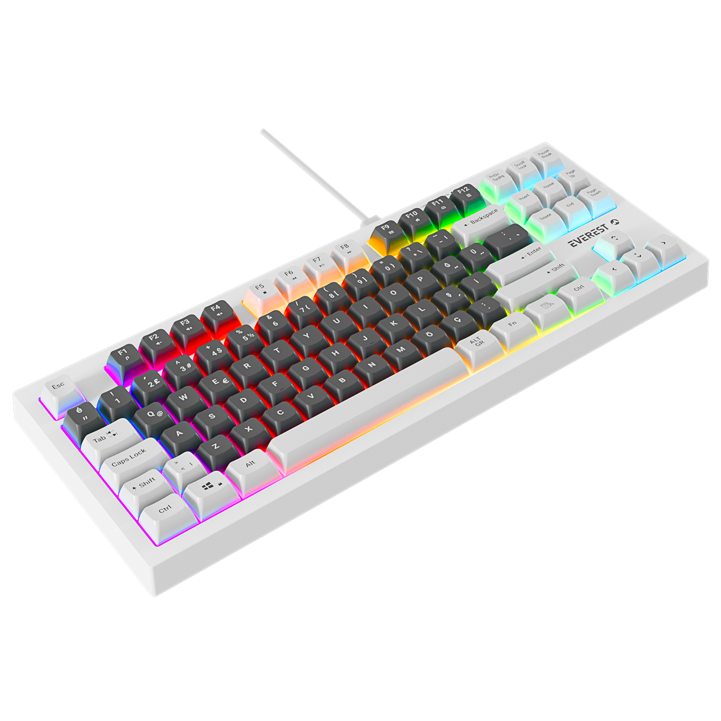 Everest KB-98 Silent TKL Gri Mavi/Beyaz Rainbow Q Membrane Klavye
