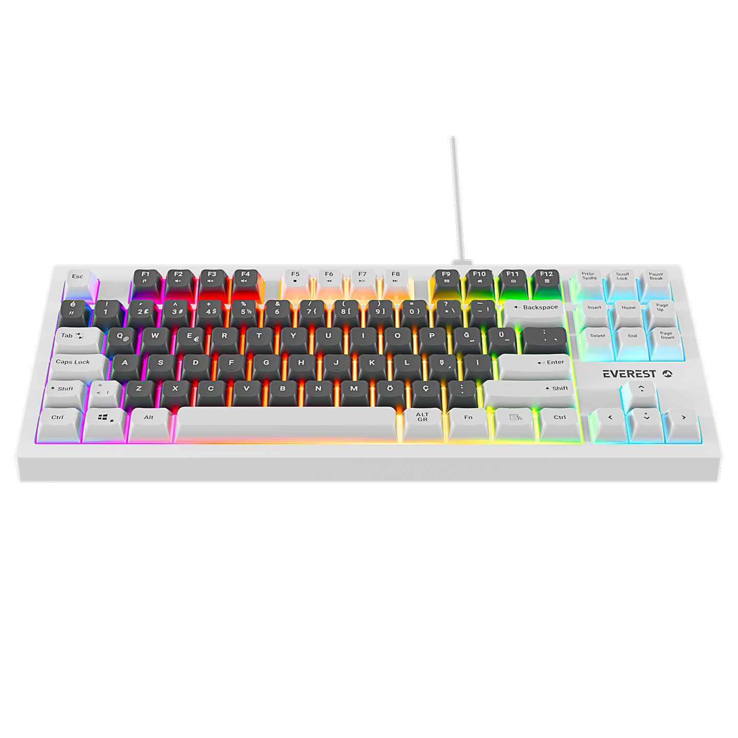 Everest KB-98 Silent TKL Gri Mavi/Beyaz Rainbow Q Membrane Klavye