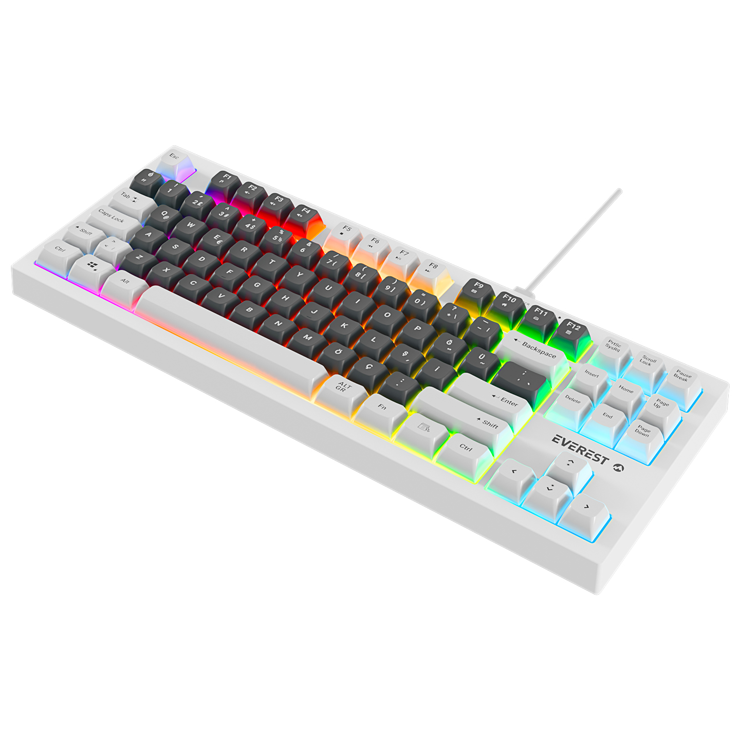 Everest KB-98 Silent TKL Gri Mavi/Beyaz Rainbow Q Membrane Klavye