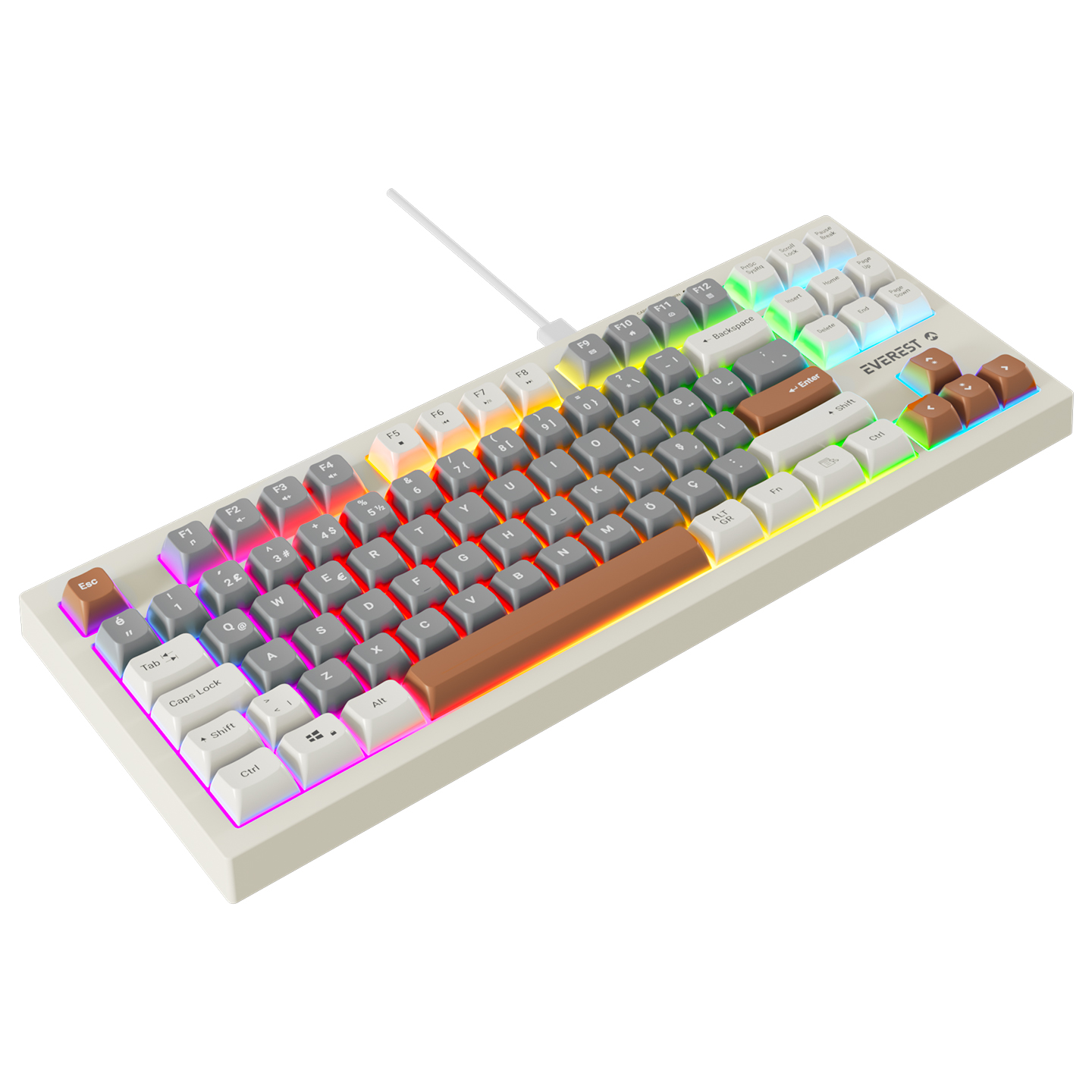 Everest KB-98 Silent TKL Gri Mavi/Gri/Kahve Rainbow Q Membrane Klavye