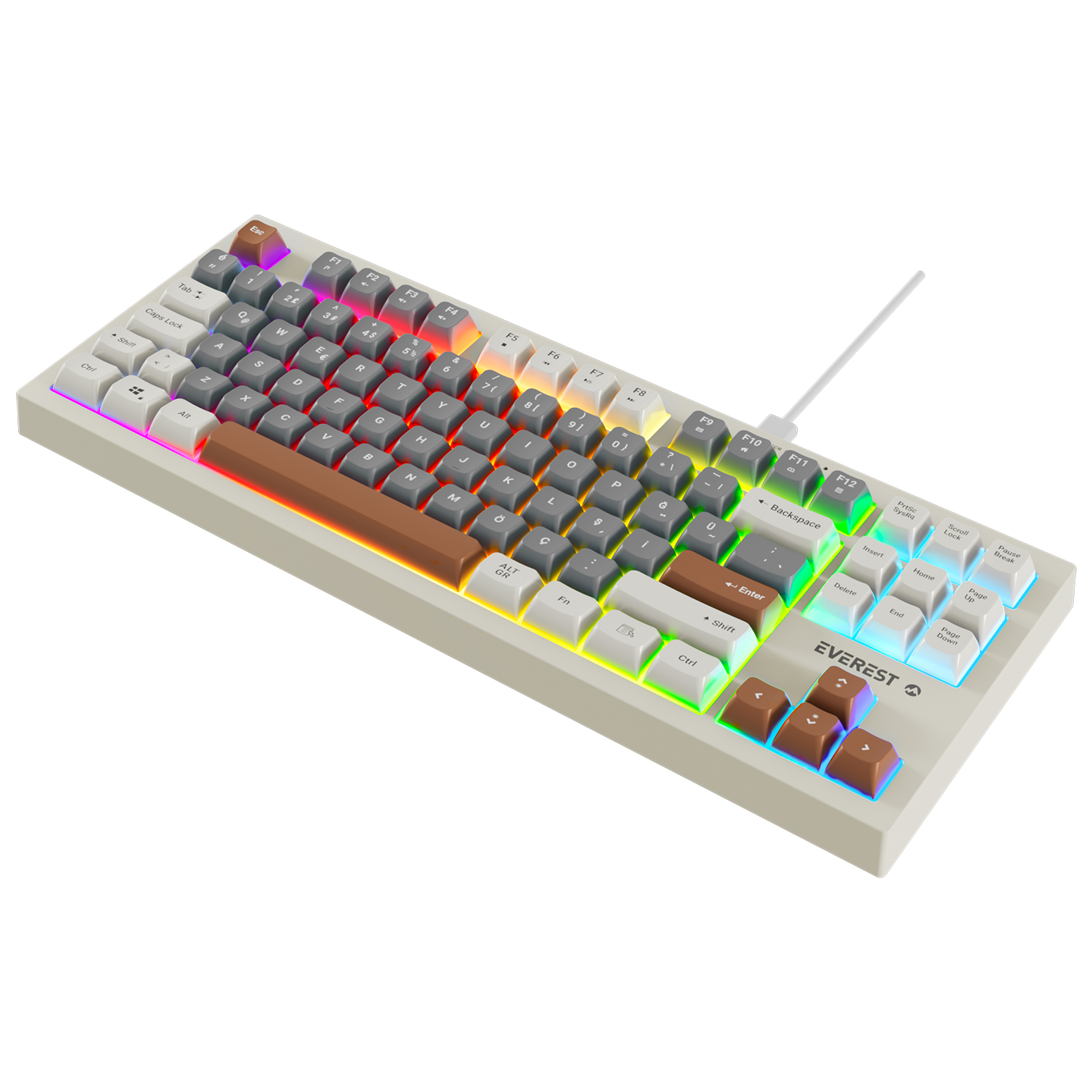 Everest KB-98 Silent TKL Gri Mavi/Gri/Kahve Rainbow Q Membrane Klavye