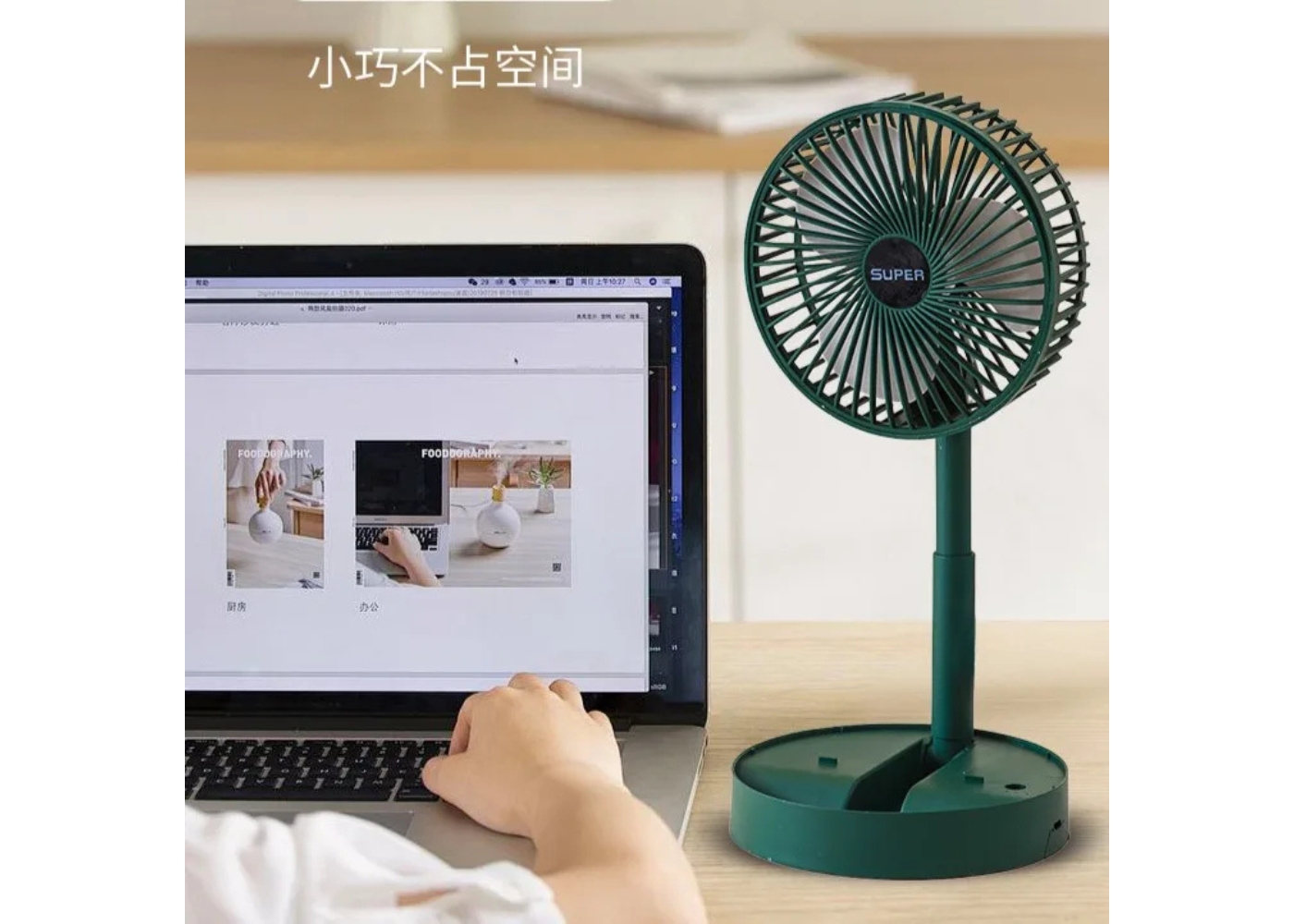 F16 Şarjlı Katlanır Karışık Renk 3 Kademeli Taşınabilir Masaüstü Usb Fan