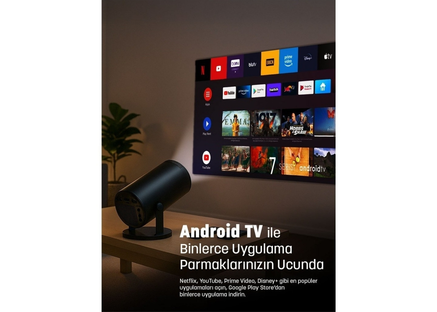 Jeero HY300PRO 4K Android13 Portable Projector (H713/4K/Android) Siyah