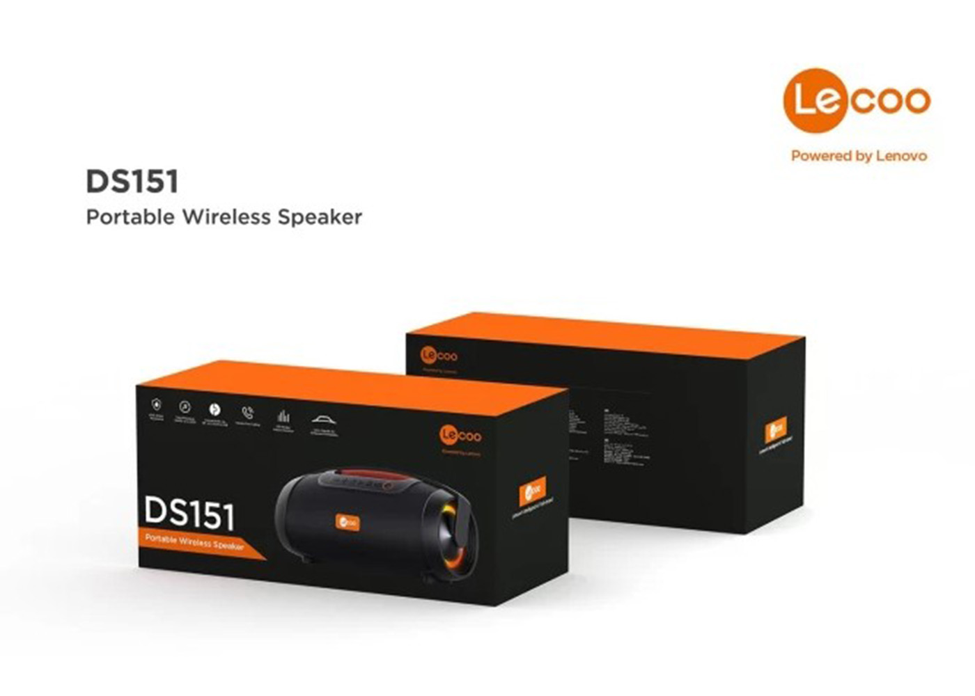 Lecoo DS151 Lenovo RGB Bluetooth Stereo IPX5 Taşınabilir Boombox Siyah Speaker